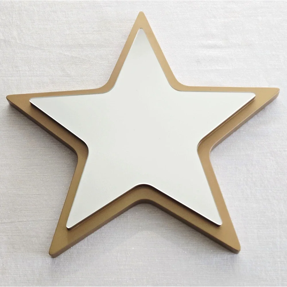 Crate & Barrel Gold Star Wood Frame Mirror Casual Glam Modern Farmhouse 20